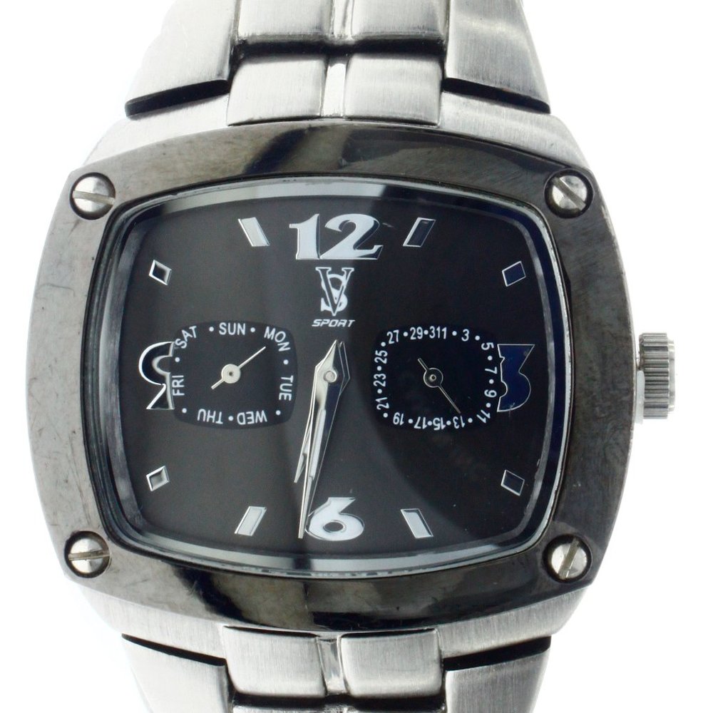 New Black Square Wrist Watch Day & Date 30M WR